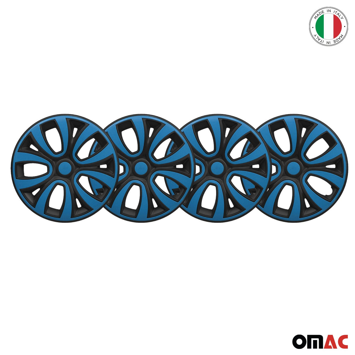 ColorFlex Hub Caps Wheel Cover 15" Black Matt & Blue Full Set 4 pcs.