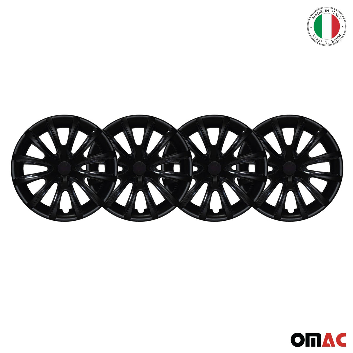 Bicolo Hub Caps Wheel Cover 16" Black Matt & Black Full Set 4 pcs.