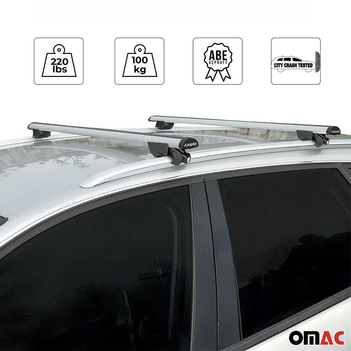 2016-2023 Fiat 500X Roof Rack Cross Bars Silver