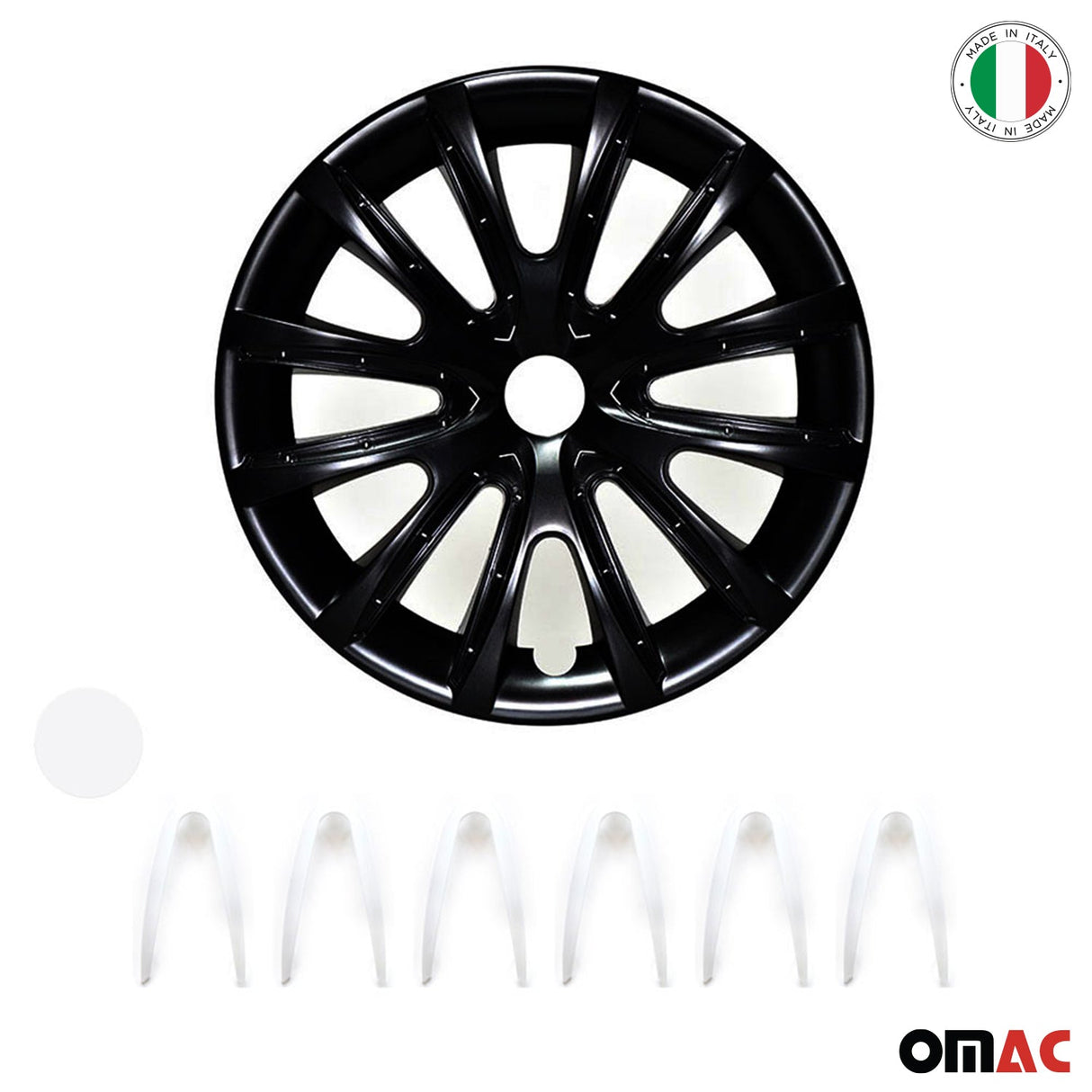 Bicolo Hub Caps Wheel Cover 14" Black Matt & White Full Set 4 pcs.