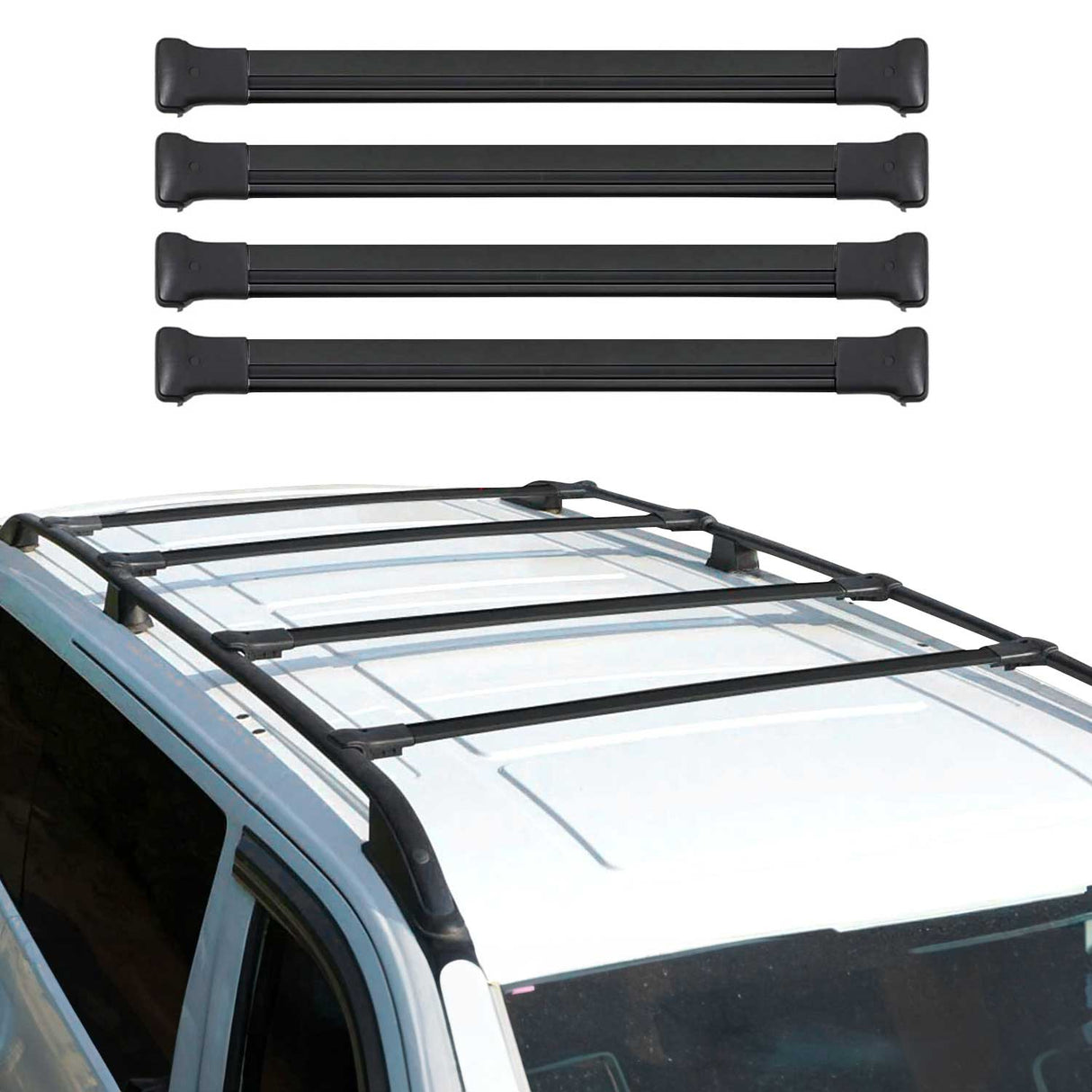 2010-2014 Mercedes Vito W639 Roof Rack Cross Bars 4Pcs Black