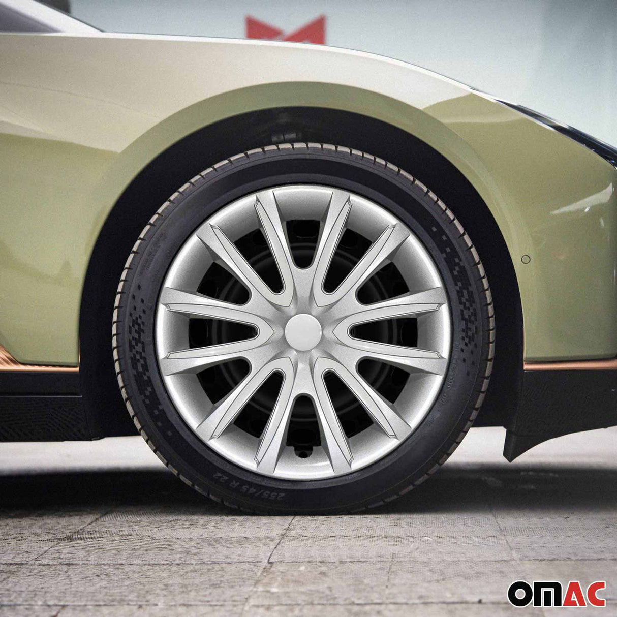 Bicolo Hub Caps Wheel Cover 15" Gray & White Full Set 4 pcs.