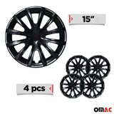 Bicolo Hub Caps Wheel Cover 15" Black & Black Full Set 4 pcs.