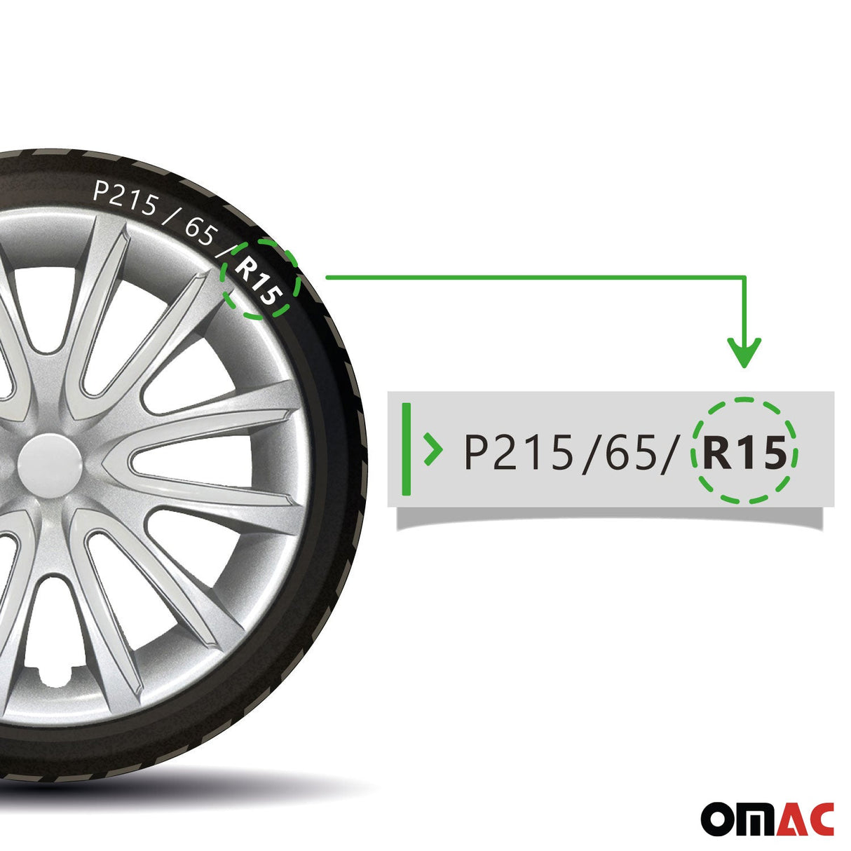 Bicolo Hub Caps Wheel Cover 15" Gray & White Full Set 4 pcs.