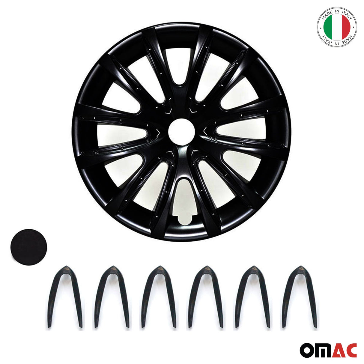 Bicolo Hub Caps Wheel Cover 16" Black Matt & Black Full Set 4 pcs.
