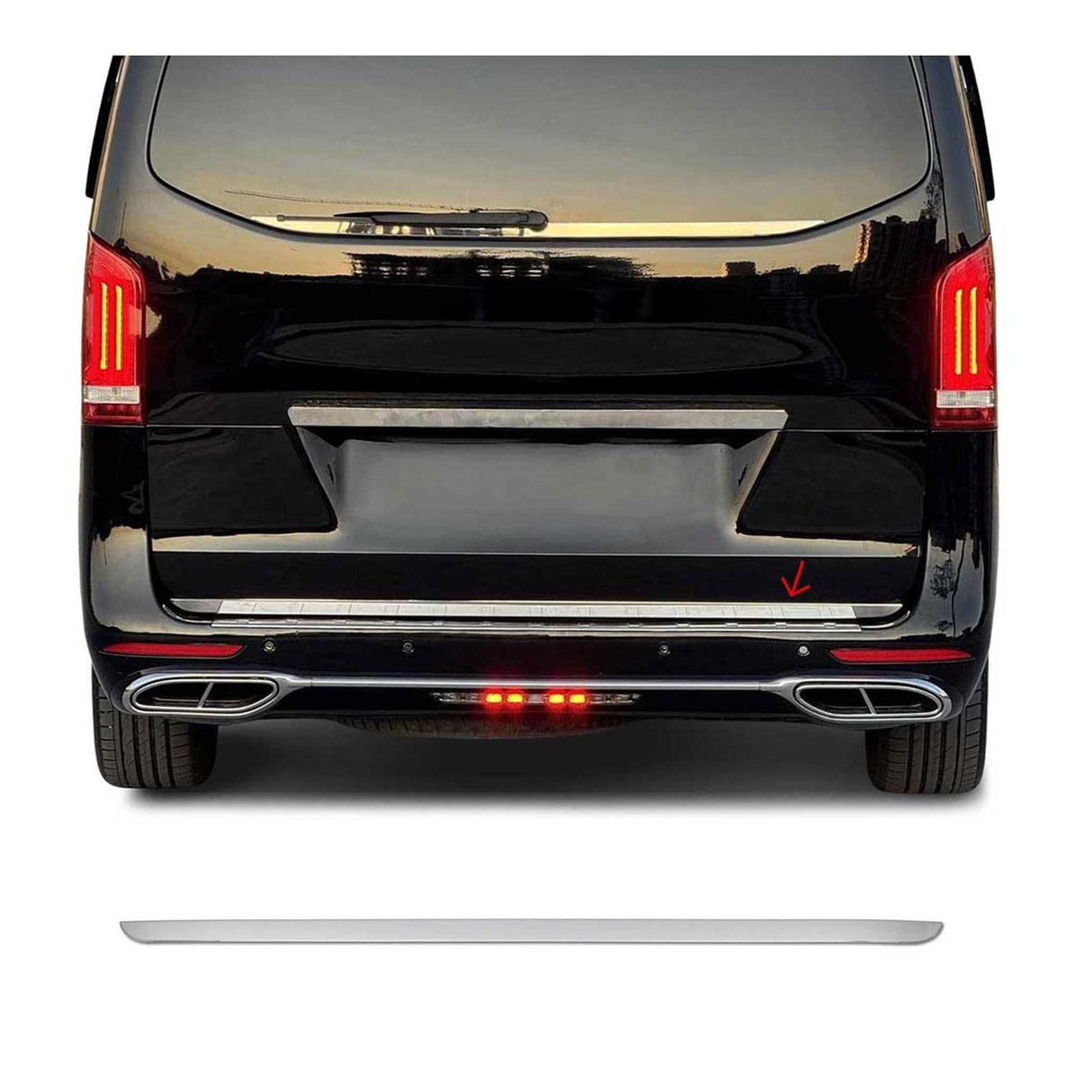 2016-2024 Mercedes Metris Rear Trunk Molding Trim Stainless Steel Silver 1Pc