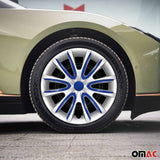 Bicolo Hub Caps Wheel Cover 15" Gray & Dark Blue Full Set 4 pcs.