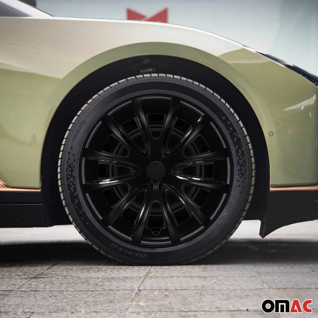 Bicolo Hub Caps Wheel Cover 16" Black Matt & Black Full Set 4 pcs.
