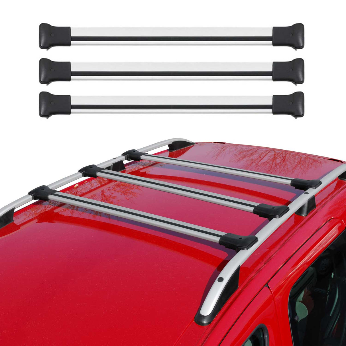 2016-2024 Mercedes Metris Roof Rack Cross Bars 3Pcs Silver
