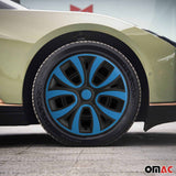 ColorFlex Hub Caps Wheel Cover 15" Black Matt & Blue Full Set 4 pcs.