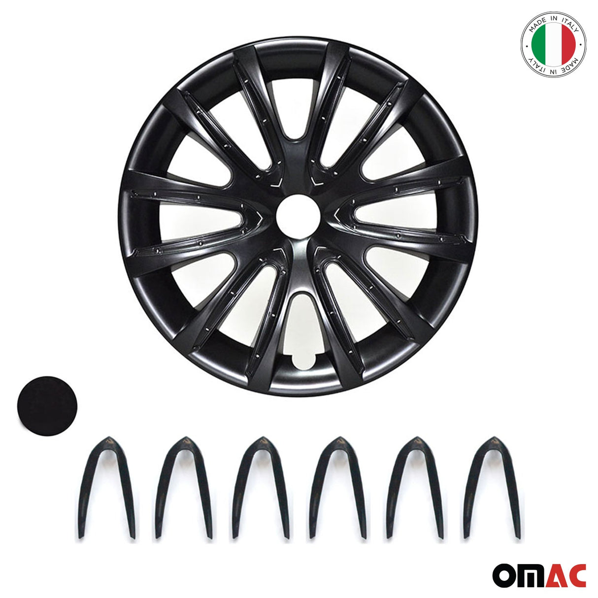Bicolo Hub Caps Wheel Cover 15" Black & Black Full Set 4 pcs.