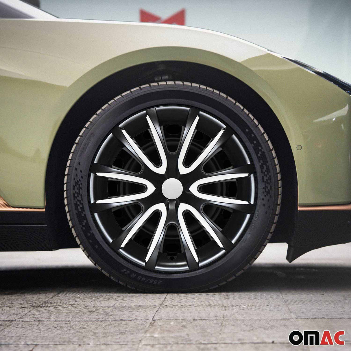 Bicolo Hub Caps Wheel Cover 15" Black & White Full Set 4 pcs.