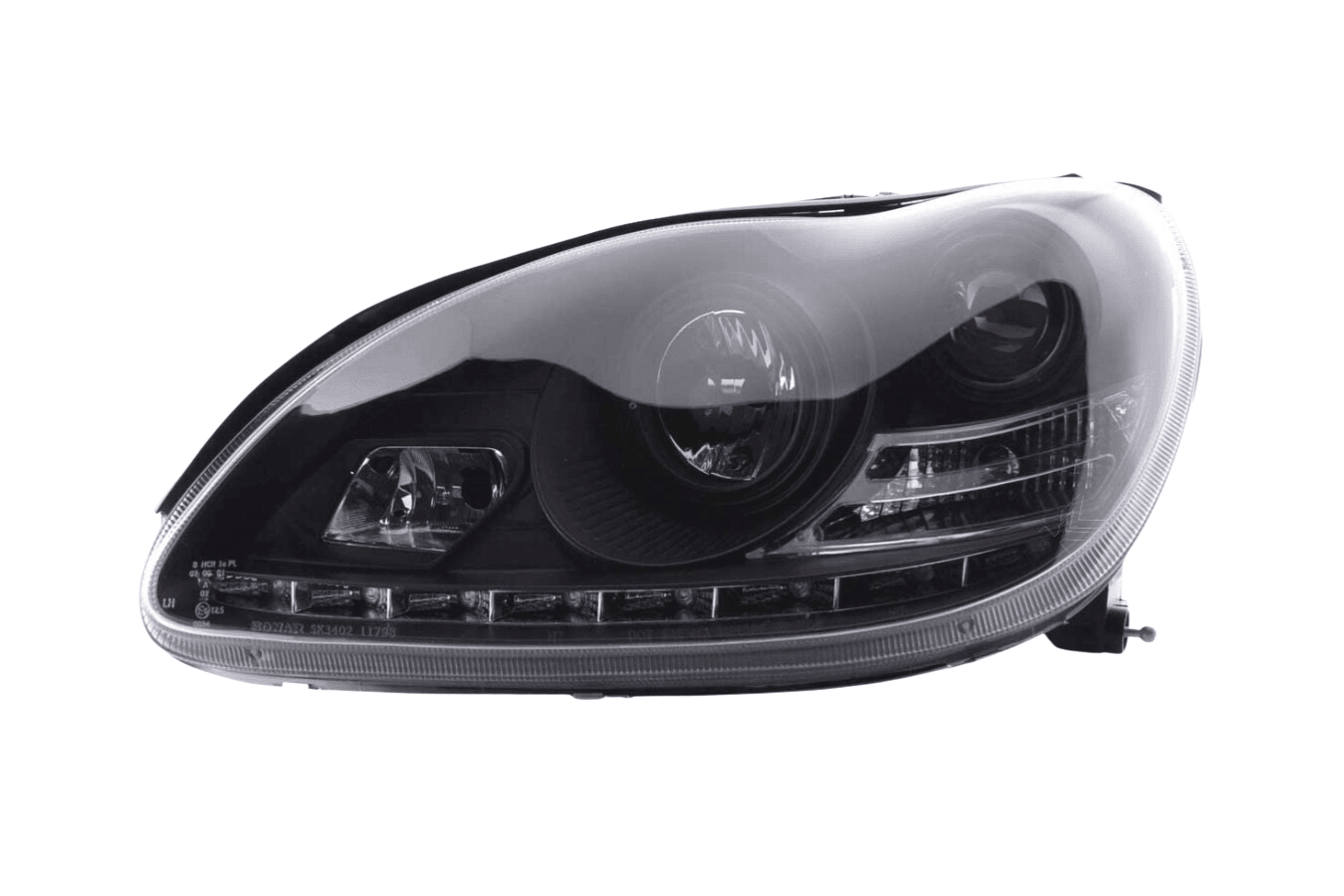 Mercedes Benz S-Class (220) Black LED Headlights with Daytime Running Lights (1998 - 2005) - K2 Industries