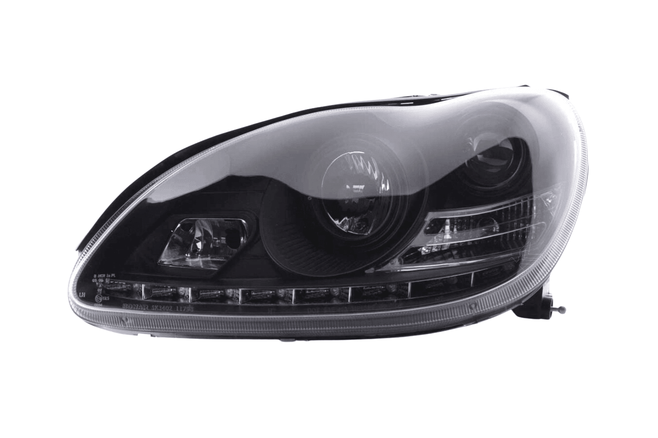 Mercedes Benz S-Class (220) Black LED Headlights with Daytime Running Lights (2002-2005) - K2 Industries
