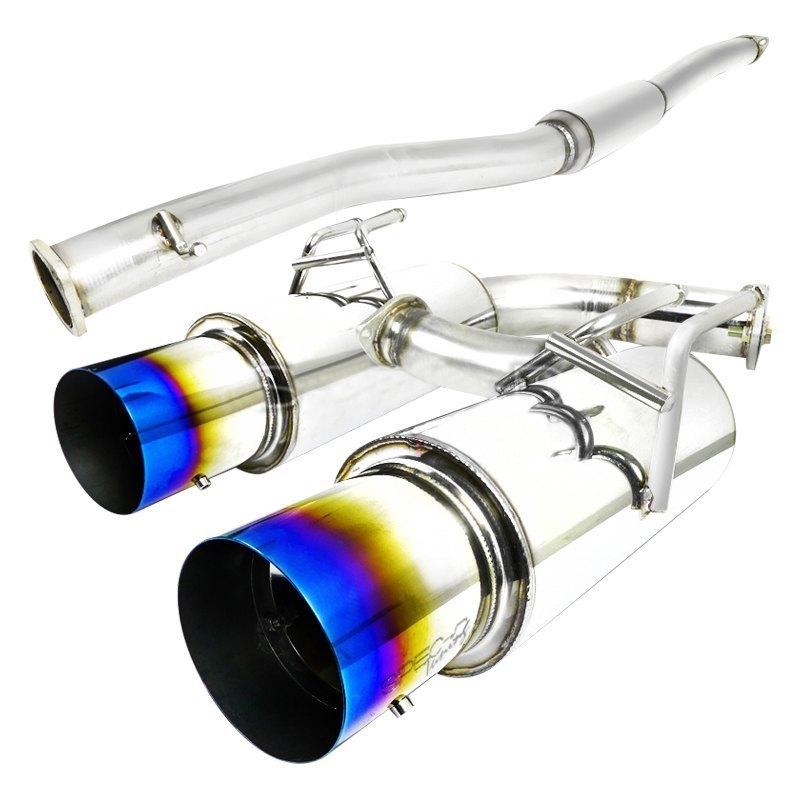 Spec-D Tuning Exhaust Mitsubishi Lancer EVO X (2008-2015) N1 Mufflers w/ Polished / Blue Burnt Tips
