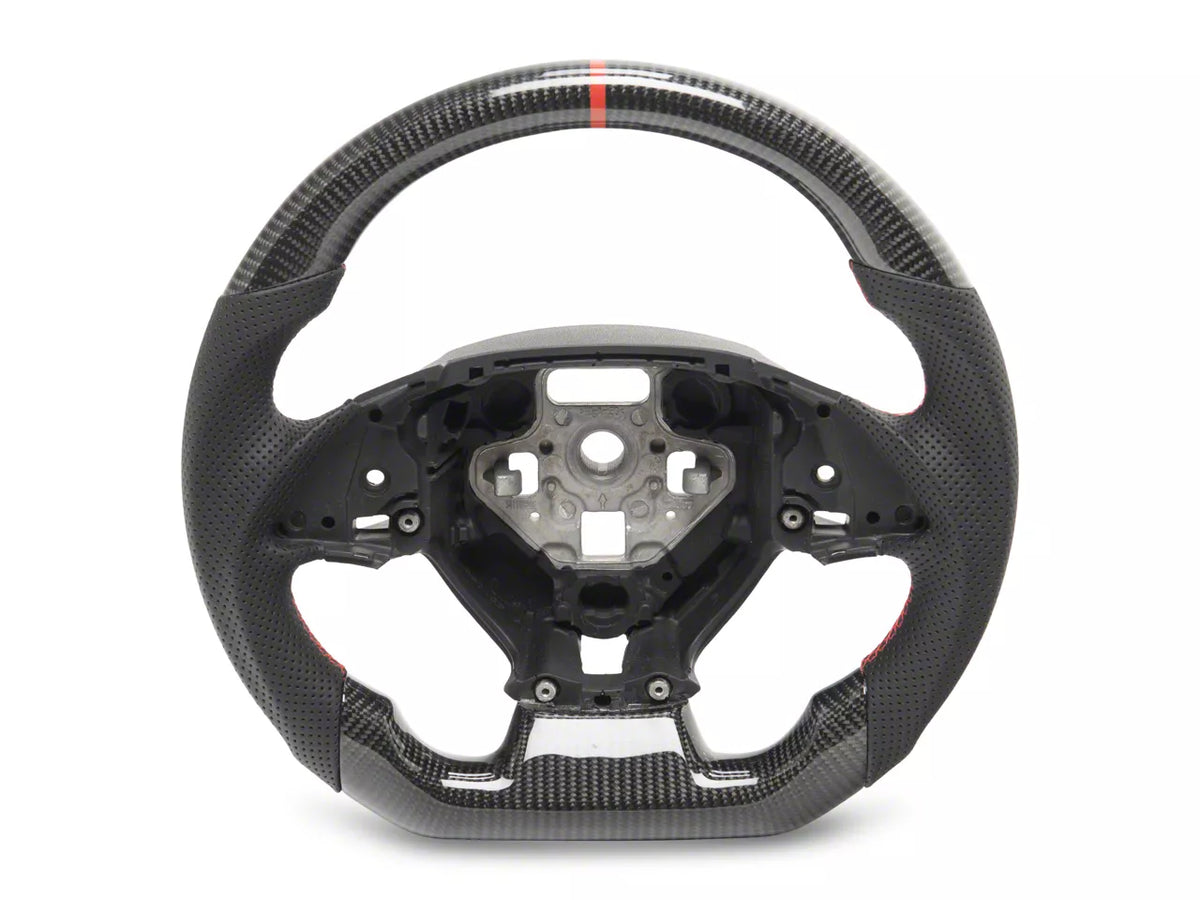 MMD GTC Steering Wheel; Carbon with Red Stripe (16-24 Camaro)