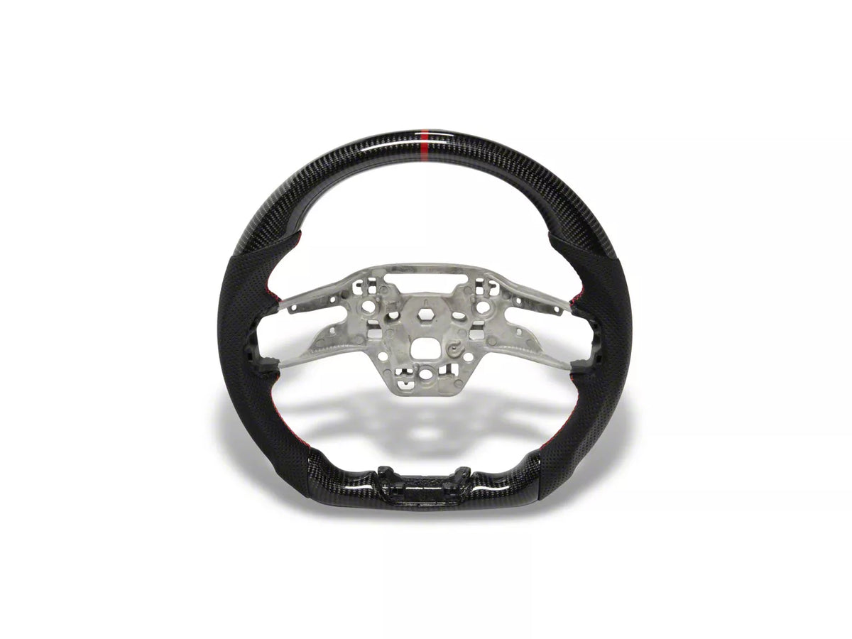 Mmd Gtc Steering Wheel; Carbon With Red Stripe (24-26 Mustang W/ Manual Transmission &Amp; W/O Heated Steering Wheel)