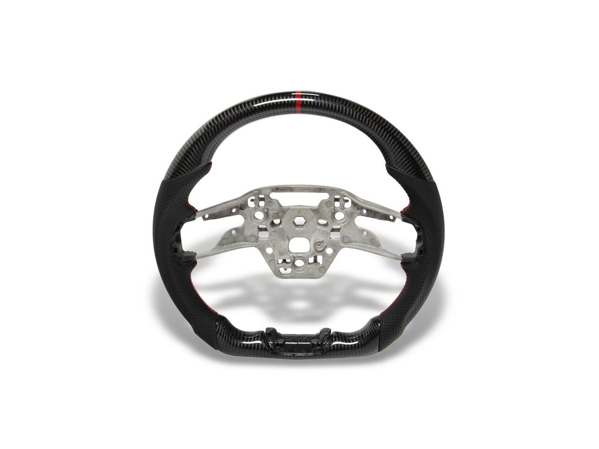Mmd Gtc Steering Wheel; Carbon With Red Stripe (24-26 Mustang W/ Manual Transmission &Amp; W/O Heated Steering Wheel)