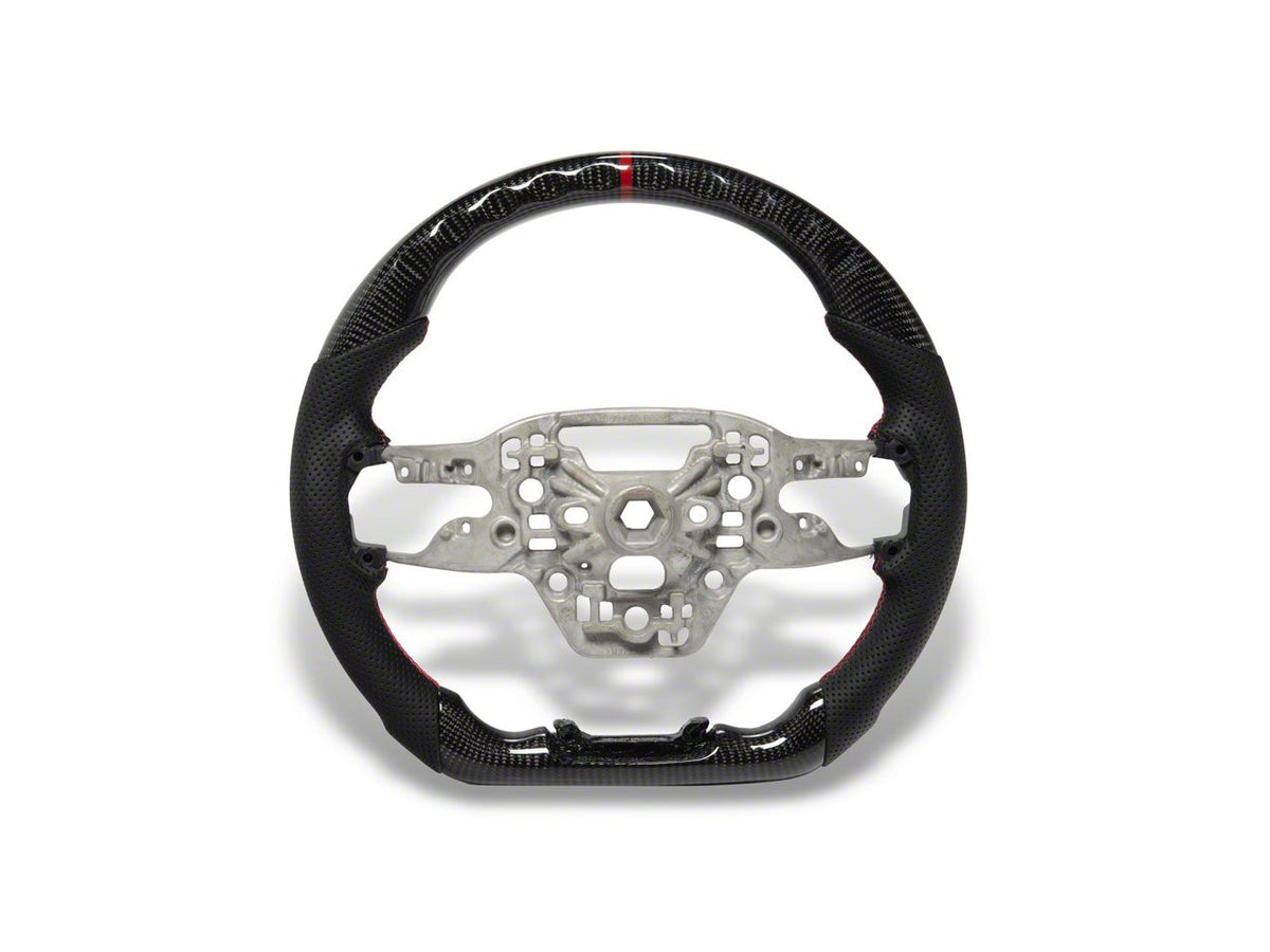Mmd Gtc Steering Wheel; Carbon With Red Stripe (24-26 Mustang W/ Manual Transmission &Amp; W/O Heated Steering Wheel)