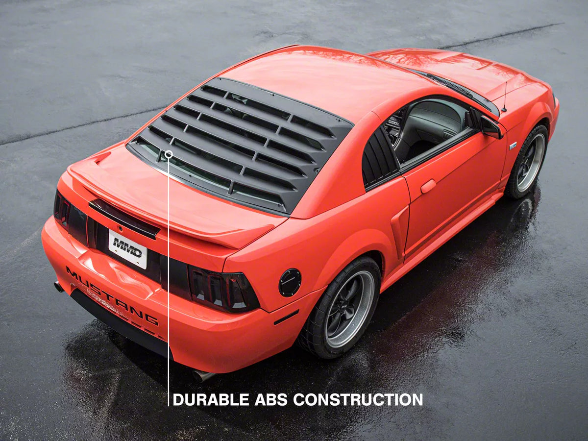 MMD Rear Window Louvers; Textured ABS (99-04 Mustang)