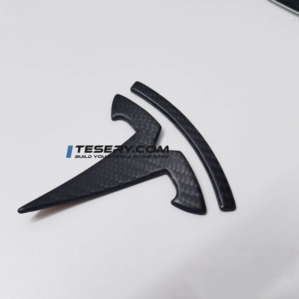 Model 3 / Y T Logo Overlay Front & Rear - Real Carbon Fiber Exterior