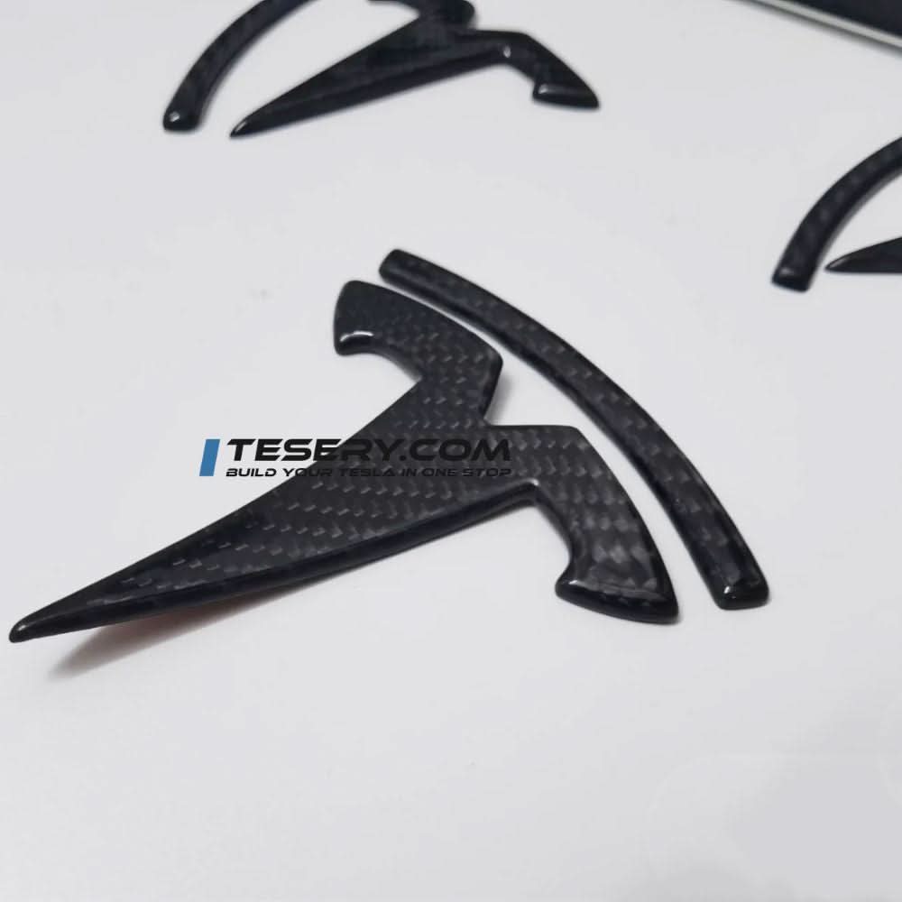 Model 3 / Y T Logo Overlay Front & Rear - Real Carbon Fiber Exterior