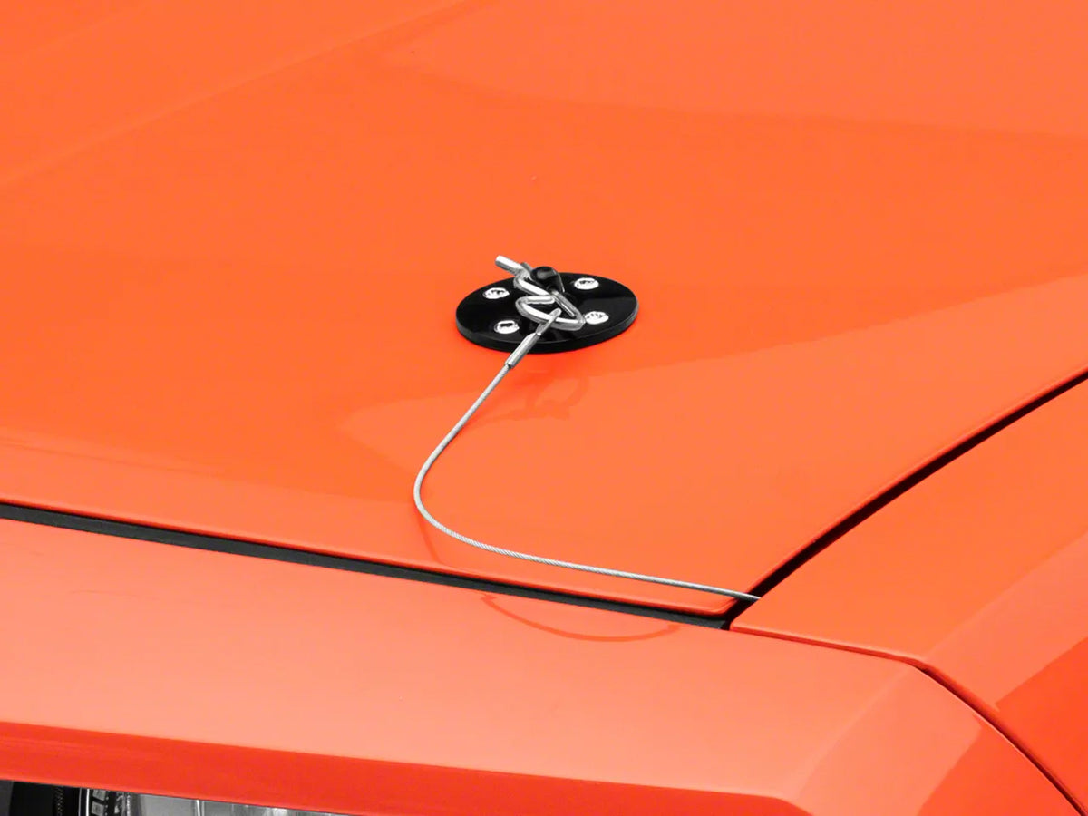 SpeedForm Modern Billet Hood Pin Appearance Kit; Black (08-23 Challenger)