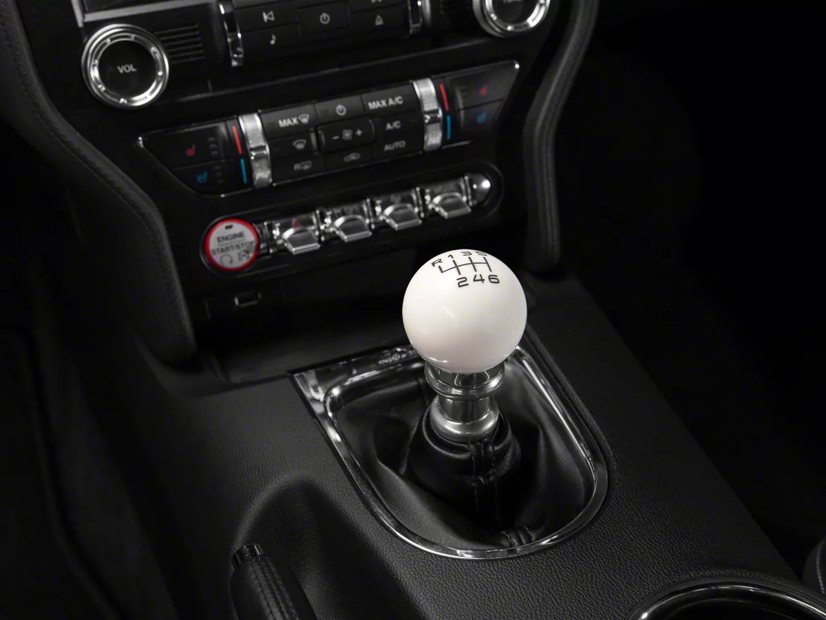 SpeedForm Modern Billet Retro Style 6-Speed Shift Knob; White (15-23 Mustang GT, EcoBoost, V6)