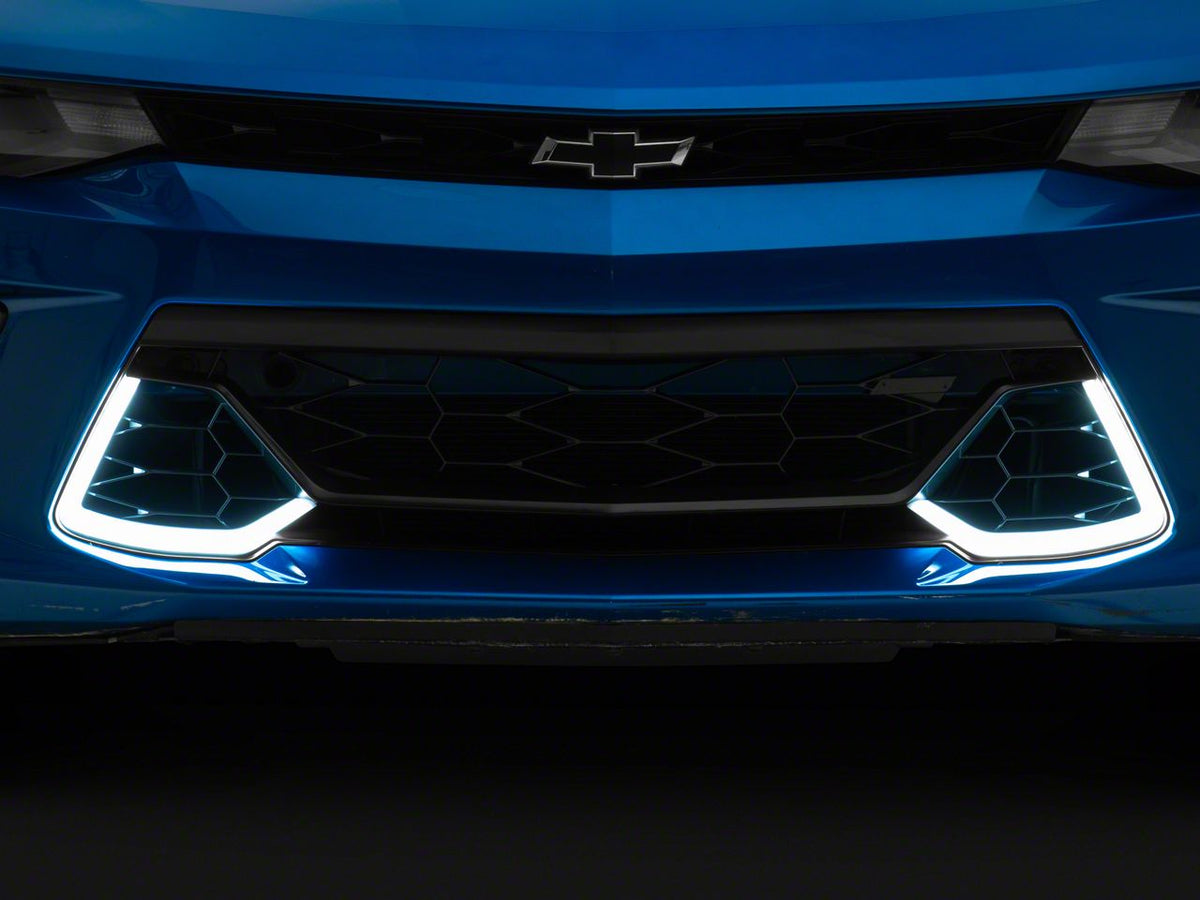 MP Concepts SS 50 Years Style Grille with LED Lighting; Black with White Accents (16-18 Camaro SS)