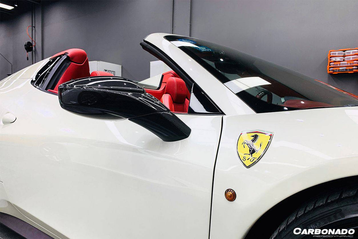 2010-2015 Ferrari Carbon Fiber Mirror Replacement Carbonado (OE) Fits: 458 Italia and Spider, 458 Specialer