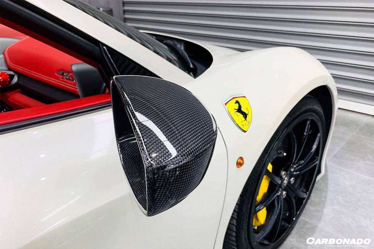 2010-2015 Ferrari Carbon Fiber Mirror Replacement Carbonado (OE) Fits: 458 Italia and Spider, 458 Specialer