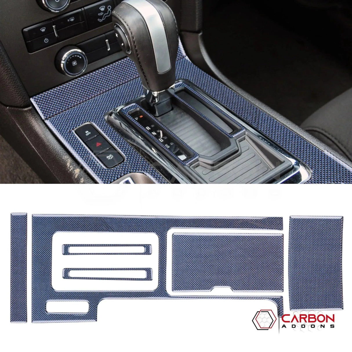Mustang 2010-2014 Reflective Carbon Fiber Center Console Trim Overlay