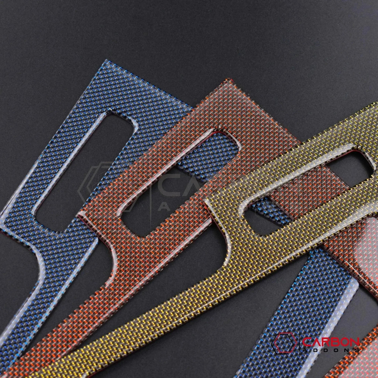 Reflective Carbon Fiber Center Console Trim Overlay For Mustang 2010-2014