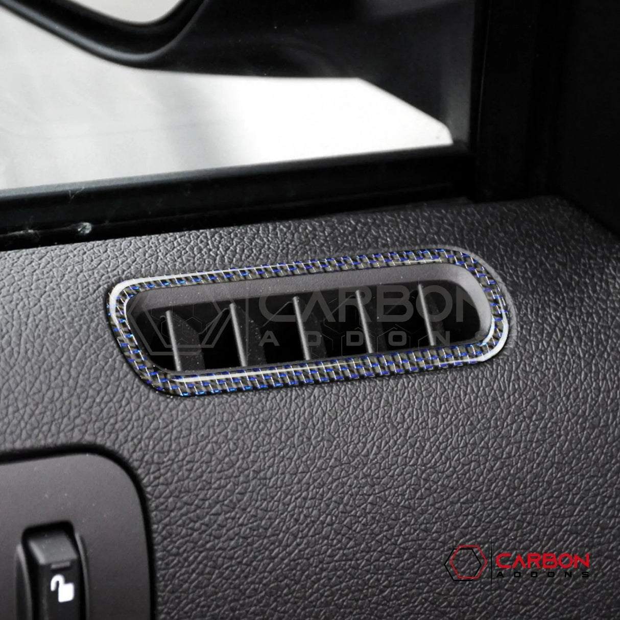 Reflective Carbon Fiber Door AC Vent Trim Overlay For Mustang 2010-2014