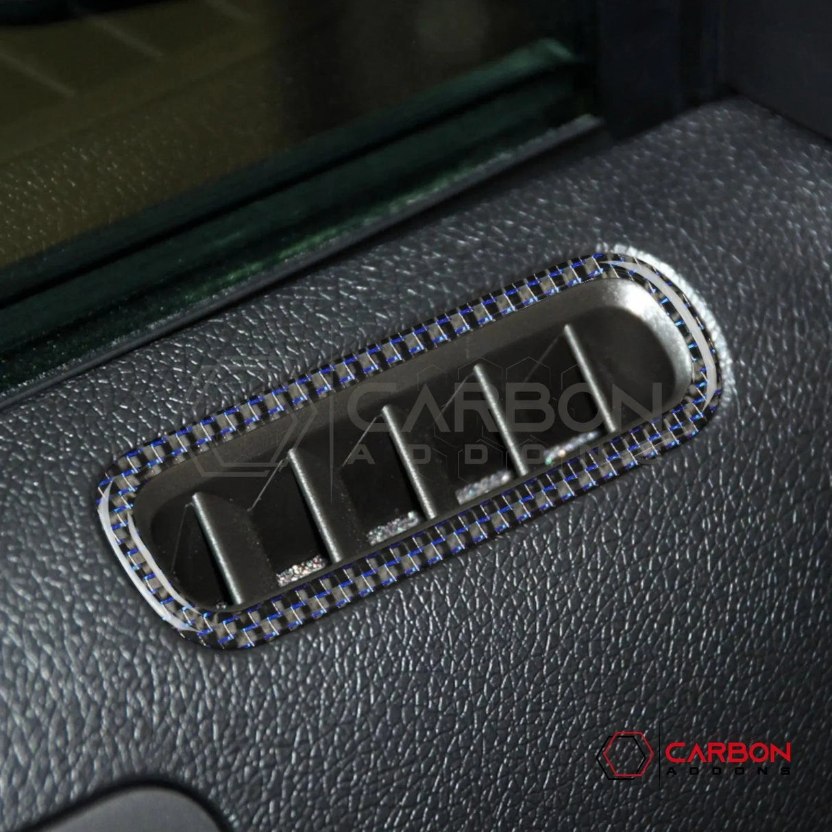 Reflective Carbon Fiber Door AC Vent Trim Overlay For Mustang 2010-2014