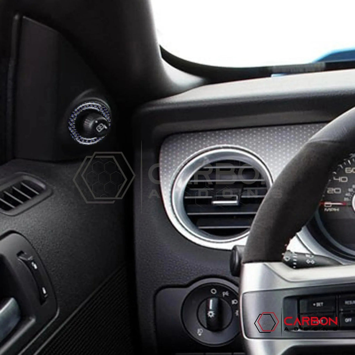 Mustang 2010-2014 Reflective Carbon Fiber Mirror Adjuster Trim Overlay