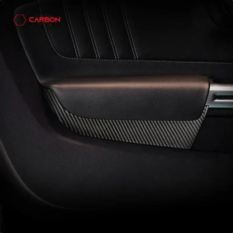 Carbon Fiber Front Door Panel Trim Overlay for 2015–2023 Ford Mustang