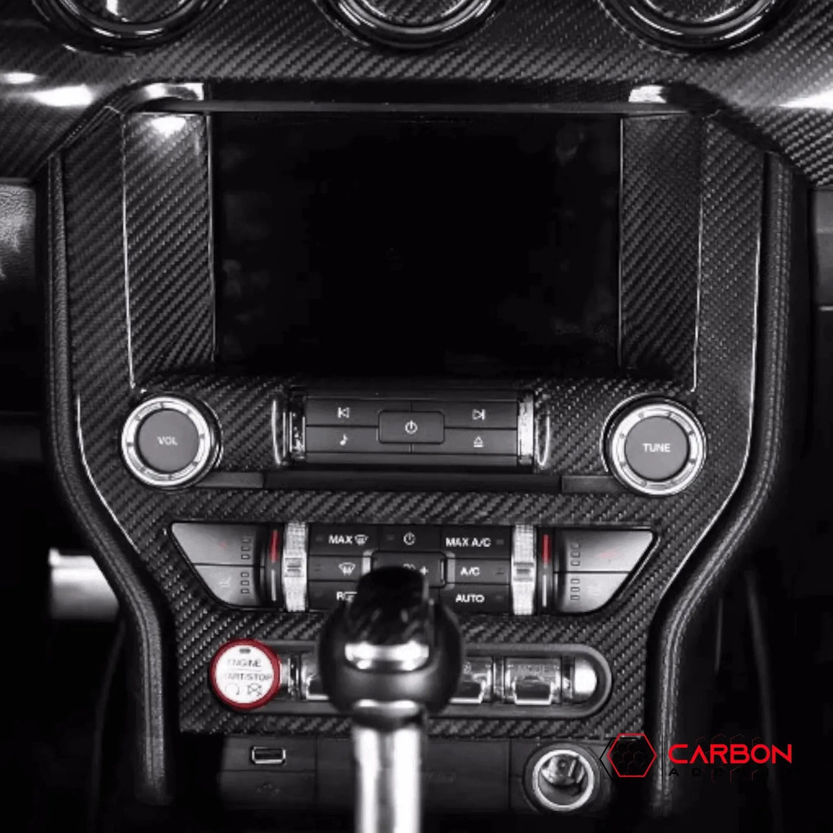 Carbon Fiber Infotainment Radio Trim Cover for Mustang 2015-2023