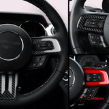 Mustang 2015-2023 Carbon Fiber Steering Wheel Chrome Delete Cover