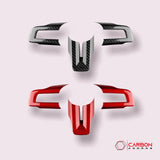 Carbon Fiber Steering Wheel Chrome Delete Cover for Mustang 2015-2023