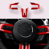 Carbon Fiber Steering Wheel Chrome Delete Cover for Mustang 2015-2023