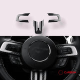 Carbon Fiber Steering Wheel Chrome Delete Cover for Mustang 2015-2023