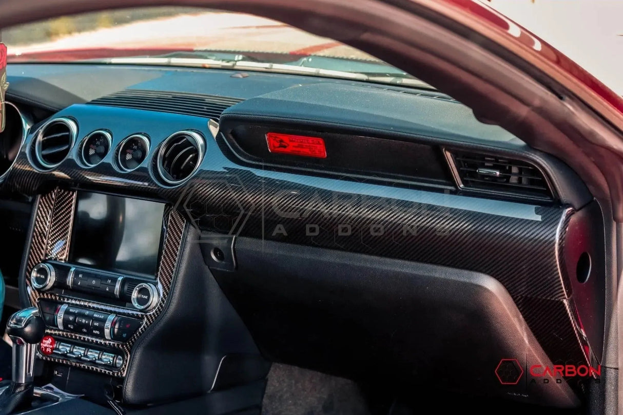 Hard Carbon Fiber Dashboard Cover For Mustang 2015-2023