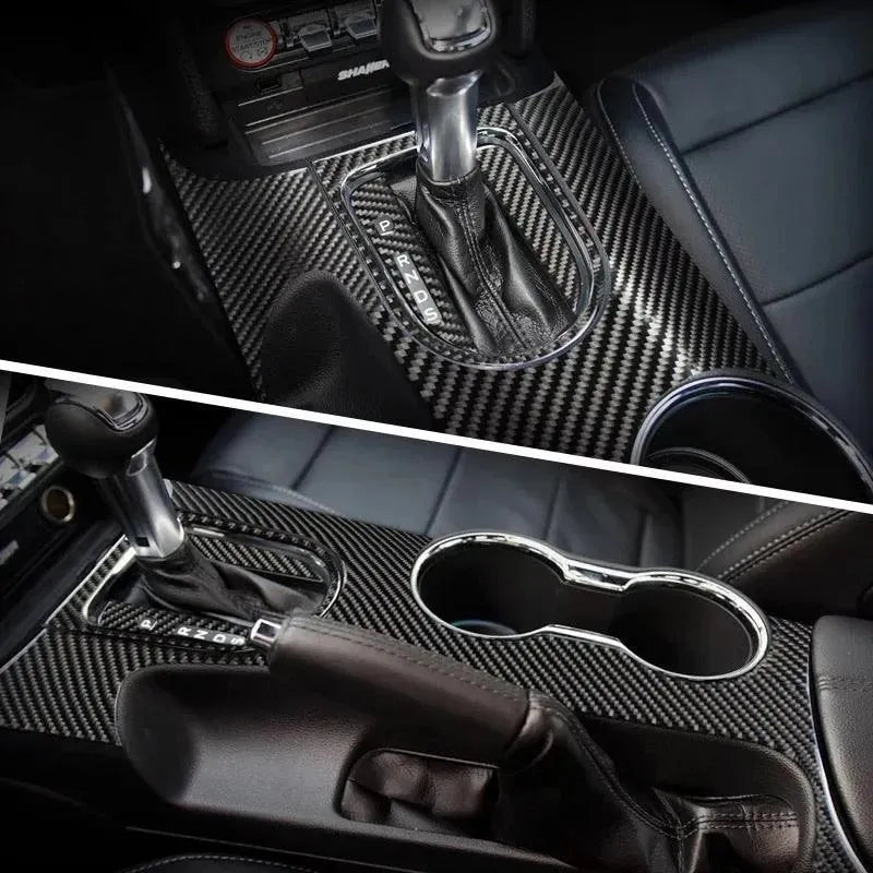 Mustang 2015-2023 Real Carbon Fiber Center Console & Gear Shift Bezel Trim Overlay