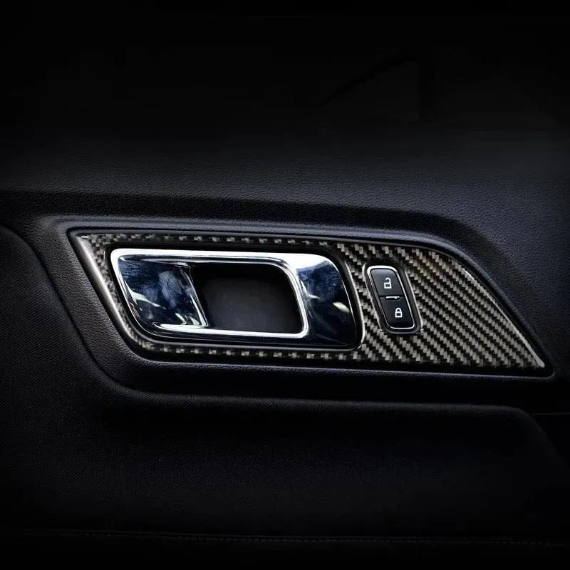 Mustang 2015-2023 Real Carbon Fiber Interior Door Handle Overlay