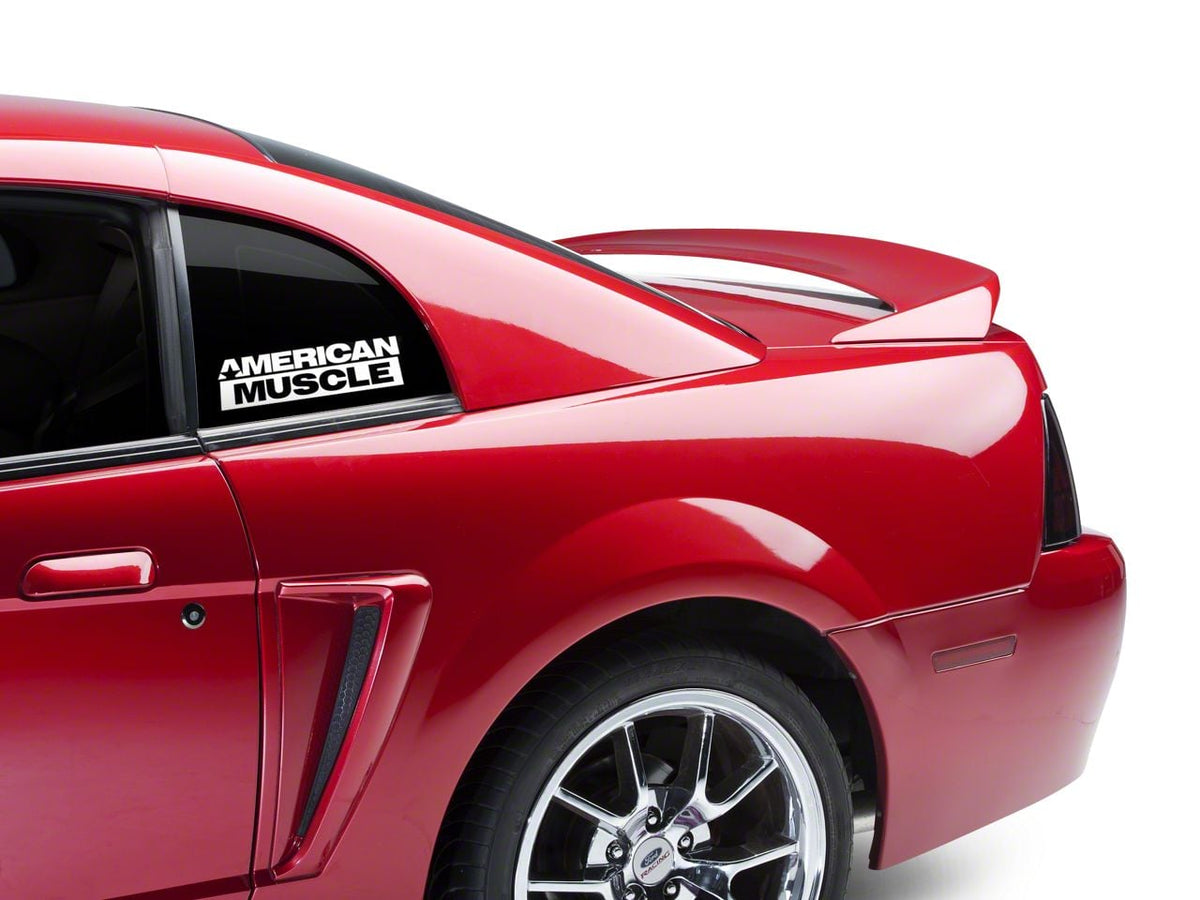 SEC10 AmericanMuscle Quarter Window Decal; White (79-23 Mustang)