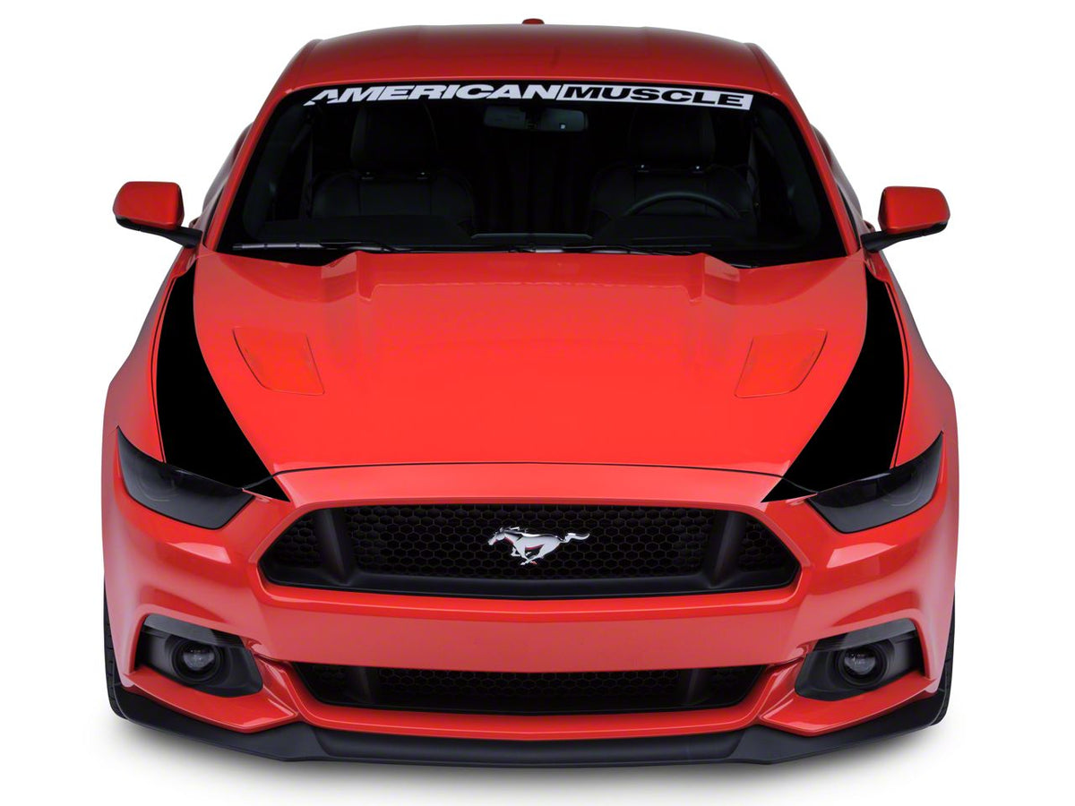 SEC10 Outer Hood Stripes; Gloss Black (15-17 Mustang)