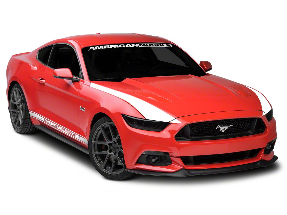 SEC10 Outer Hood Stripes; White (15-17 Mustang)