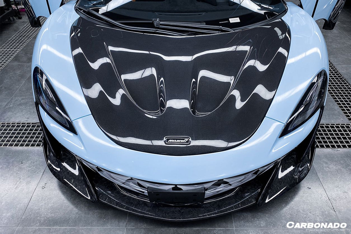2018-2021 McLaren P1 Style Carbon Fiber Hood Carbonado (p1) Fits:  540C,  570S,  600LT, 570gt