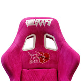 Pink Bull Boost Adjustable Racing Lowered Heartbreak Bucket Seat with Slider Rails